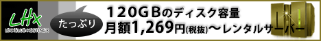 たっぷり120GBのディスク容量！月額¥1,397（税込）～のレンタルサーバーLHX